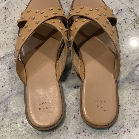 Nude Studded Slides - Picture 4 of 6